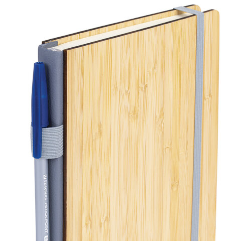 Ежедневник недатированный, А5, 145х213 мм, BRAUBERG "Bamboo", резинка-фиксатор, держатель для ручки, 160 л., бамбук, 117137 - фото 6