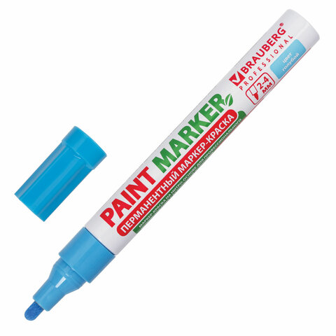 Маркер-краска лаковый (paint marker) 4 мм, ГОЛУБОЙ, БЕЗ КСИЛОЛА (без запаха), алюминий, BRAUBERG PROFESSIONAL, 151435 - фото 1