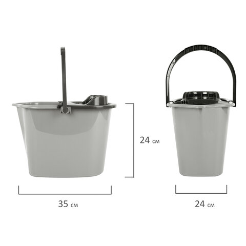 Ведро 10 л для уборки КОМПЛЕКТ с ОТЖИМОМ для веревочных и ленточных МОПов, 24х35х24 см, YORK, 70020 - фото 13