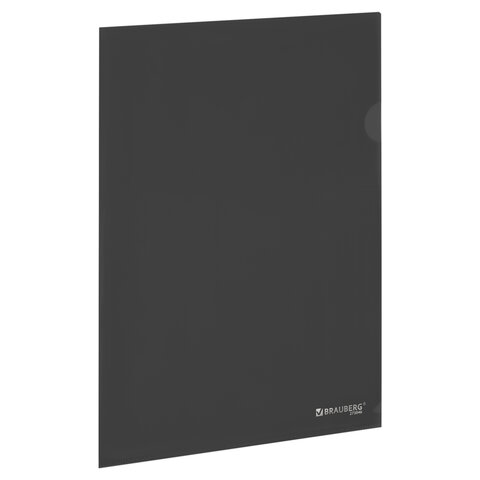 Папка-уголок прозрачная А4 BRAUBERG UNIVERSAL, черная, 0,10 мм, со штрихкодом, 273046 - фото 1