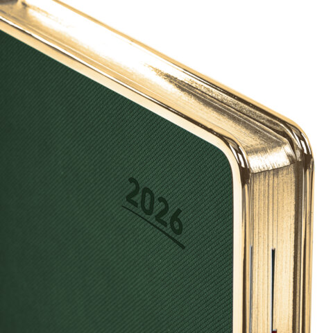 Ежедневник датированный 2026 А5 148х218 мм, GALANT "Infinity Gold", под кожу, темно-зеленый, 117504 - фото 4