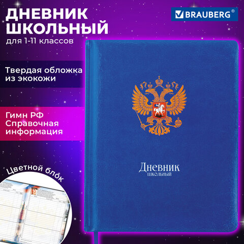 Дневник 1-11 класс 48 л., кожзам (твердая с поролоном), печать, цветной блок, BRAUBERG, "Символика", 106955 - фото 19