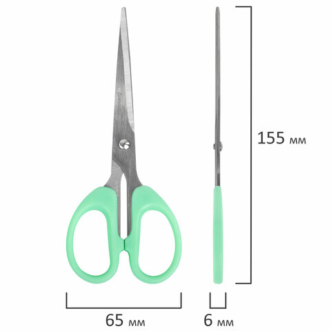 Ножницы BRAUBERG "CLASSIC PRO" 3 шт. (155, 185, 210 мм), мятные ручки, ВЫГОДНАЯ УПАКОВКА, 272979 - фото 10