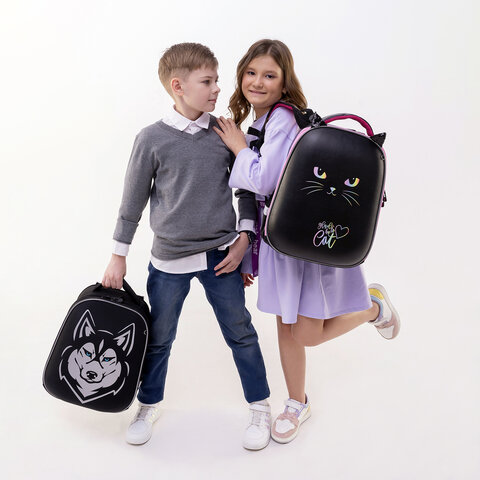 Ранец BRAUBERG SHINY, 2 отделения, с брелоком, "Husky", СВЕТЯЩИЙСЯ РИСУНОК, 38х28х14 см, 271383 - фото 9