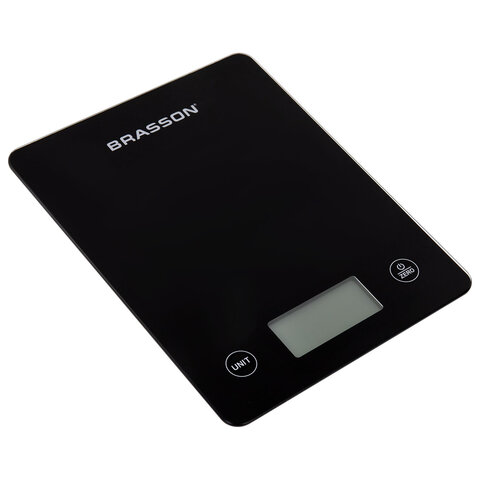 Весы кухонные УМНЫЕ BRASSON (БРАССОН) KS-22D, до 10 кг, КБЖУ, приложение, стекло, черные, 458446 - фото 2