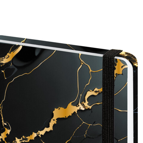 Ежедневник датированный 2026 с резинкой 145х203 мм, А5, BRAUBERG, твердый, фольга, "Черный мрамор", 117338 - фото 4