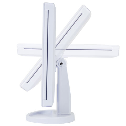 Зеркало настольное с LED-подсветкой для макияжа, размер 24х18 см, складное, увеличение х2, х3, х10, белое, BRABIX, 609337 - фото 6