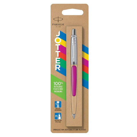 Ручка шариковая PARKER "Jotter Orig Magenta", корпус розовый, нержавеющая сталь, блистер, синяя, 2075996 - фото 2