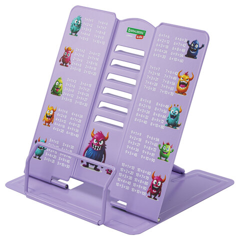 Подставка для книг и учебников большая BRAUBERG KIDS "Monsters" с таблицей умножения, регулируемый угол наклона, металлическая, 238964 - фото 1