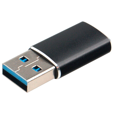Переходник USB 3.1 AM/Type-C (F), CABLEXPERT 5 Гбит/с, QC3.0, металлический корпус, Pro, черный, A-USB3.1-AMCF - фото 1