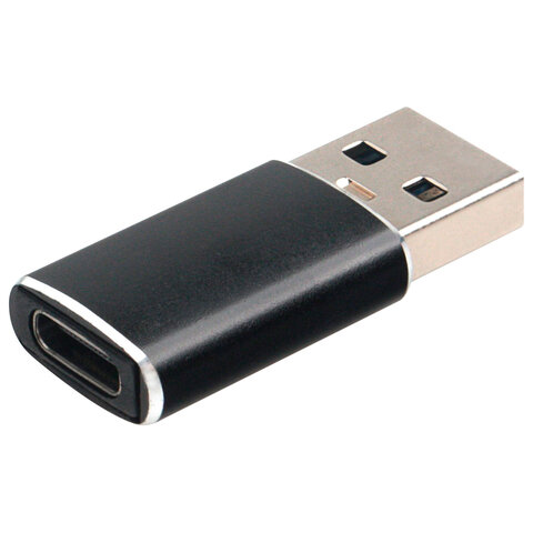 Переходник USB 3.1 AM/Type-C (F), CABLEXPERT 5 Гбит/с, QC3.0, металлический корпус, Pro, черный, A-USB3.1-AMCF - фото 2