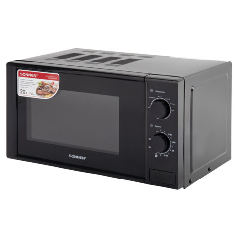 Микроволновая печь SONNEN MW2070BL-6M, 20 л, 700 Вт, таймер, механическое управление, кнопка, черная, 454984 - фото 4