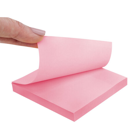 Блок самоклеящийся (стикеры) STAFF STANDARD, ПАСТЕЛЬНЫЙ 76х76 мм, розовый, 100 листов, 116576 - фото 4