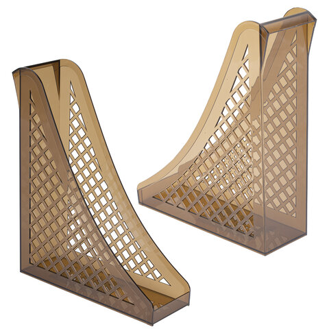 Лоток вертикальный для бумаг BRAUBERG ECO, 240х80х290 мм, сетчатый, дымчатый, 239015 - фото 3