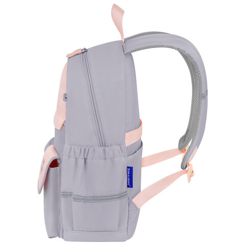 Рюкзак BRAUBERG PASTEL с термонашивками в комплекте, "Sweet paws", серый, 40х29х14 см, 272064 - фото 4