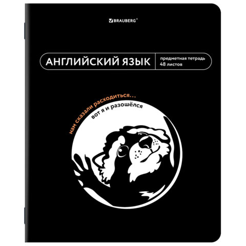 Тетрадь предметная МЕМЫ 48 л., TWIN-лак, АНГЛИЙСКИЙ ЯЗЫК, клетка, подсказ, BRAUBERG, 405098 - фото 1