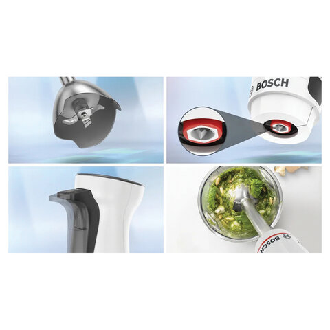 Блендер погружной BOSCH MSM4W421, 800 Вт, 1 скорость, 3 насадки, стакан, белый - фото 8