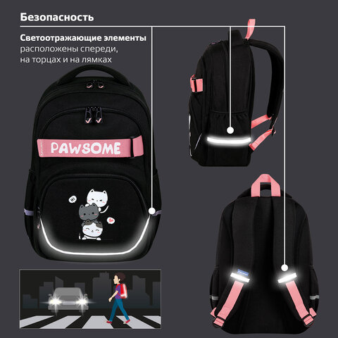 Рюкзак BRAUBERG MOTION, 2 отделения, 3 кармана, "Cat tower", 41х28х17 см, 272033 - фото 12