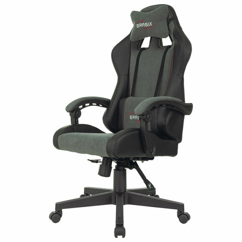 Кресло компьютерное BRABIX "Striker GM-121", синхромеханизм, 2 подушки, экокожа/велюр, черное/серое, 532961 - фото 8
