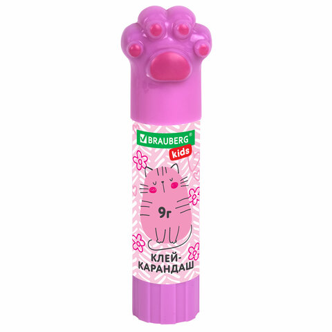 Клей-карандаш "Лапки" Cat Paw, 9 г, фигурный колпачок, 3 шт. на блистере, BRAUBERG KIDS, 271982 - фото 10