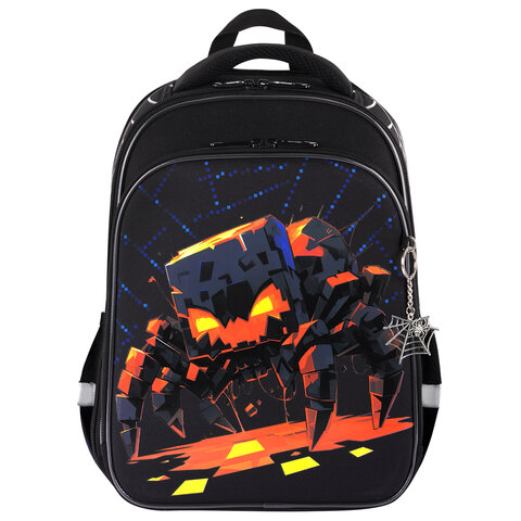 Ранец BRAUBERG QUADRO, 3 отделения, с брелком, Fire spider, 37х28х18 см, 273106 - фото 2