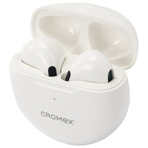 Наушники беспроводные TWS вкладыши с микрофоном CROMEX (КРОМЕКС) EP-T28W, Bluetooth 5.4, белые, 514121 - фото 2