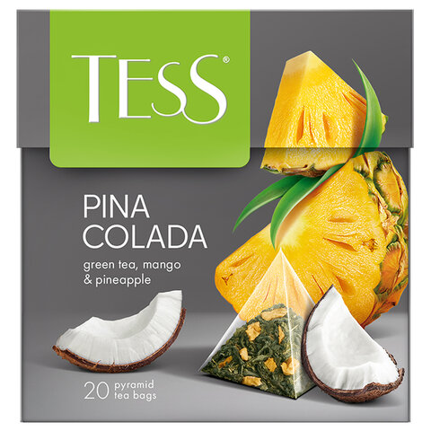 Чай TESS "Pina Colada" зеленый с ароматом тропических фруктов, 20 пирамидок по 1,8 г, 0787-12 - фото 1