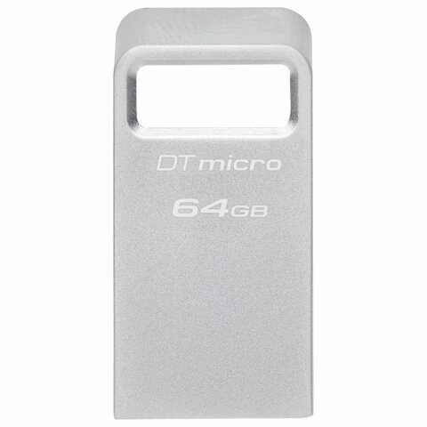 Флеш-диск 64 GB, KINGSTON DataTraveler Micro USB 3.2, металлический корпус, серебристый, DTMC3G2/64GB - фото 2
