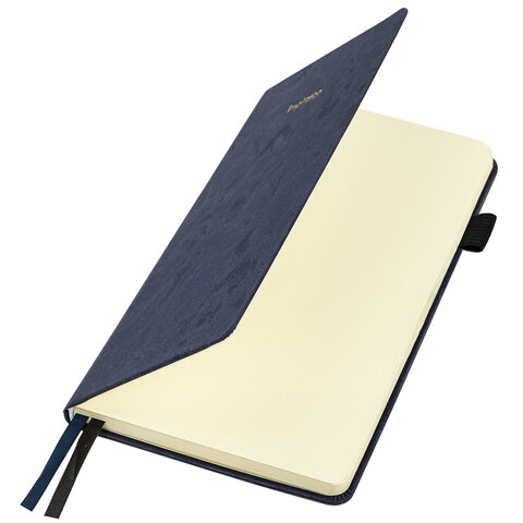 Блокнот А5 138x213 мм, BRAUBERG "Velvet", резинка, держатель, 80 л., клетка, синий, 116239 - фото 3