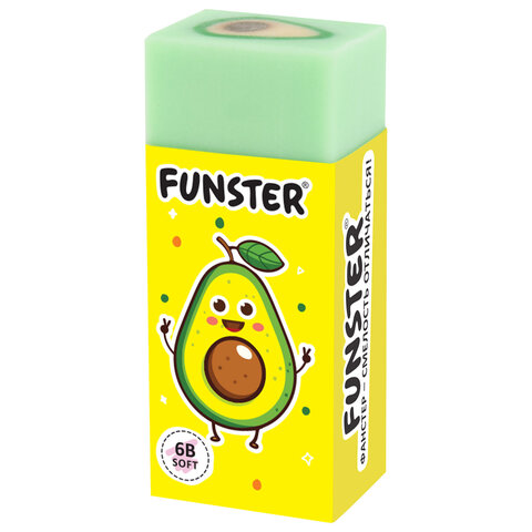 Ластики FUNSTER (ФАНСТЕР) "AVOCADO", НАБОР 3 штуки, 50х21х16 мм, прямоугольные, картонный держатель, экологичный ПВХ, блистер, 272724 - фото 5