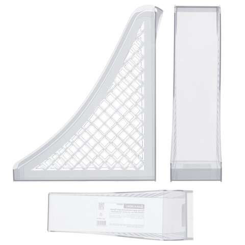 Лоток вертикальный для бумаг BRAUBERG ECO, 240х80х290 мм, сетчатый, прозрачный, 239016 - фото 6