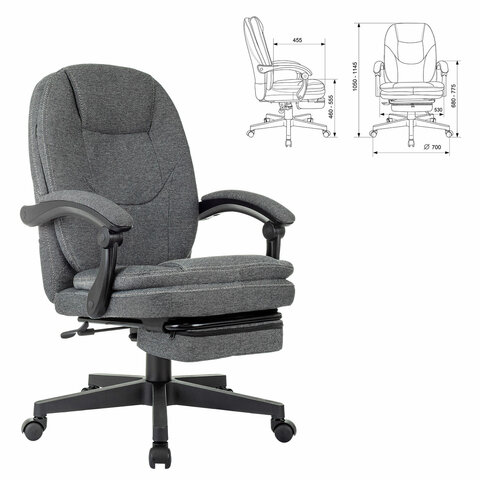 Кресло офисное CH-868MSG-BF, синхромеханизм, вибромодуль, подставка для ног, ткань, серое, 1998751 - фото 2