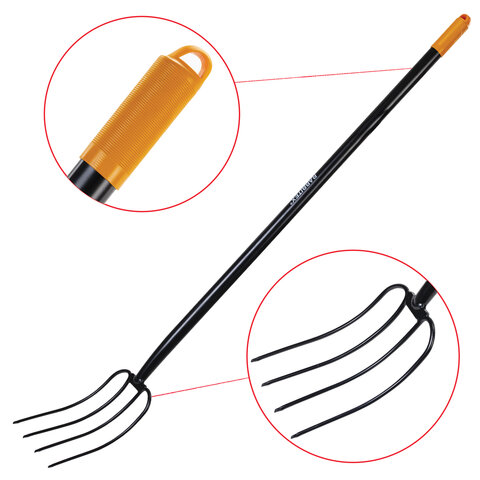 Вилы садовые цельнометаллические 22х30 см, ОБЩАЯ ДЛИНА 150 см, черенок сталь, RABBITEX (РАББИТЕКС) "LONG HANDLE", 700489 - фото 4