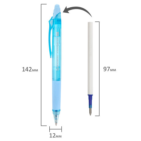 Ручки гелевые стираемые автоматические BRAUBERG "X-ERASE RT PASTEL COLOR", СИНИЕ, НАБОР 4 ШТ., пишущий узел 0,7 мм, линия 0,5 мм, 144426 - фото 10
