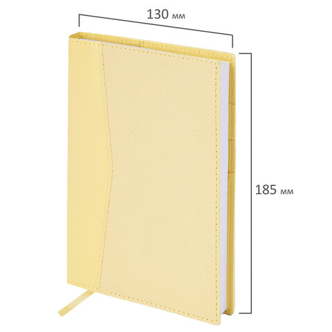 Ежедневник недатированный В6 130х185 мм BRAUBERG "Glam", под кожу, 160 л., желтый, 116222 - фото 2