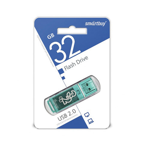 Флеш-память Smartbuy Glossy, 32Gb, USB 2.0, зел, SB32GBGS-G - фото 3