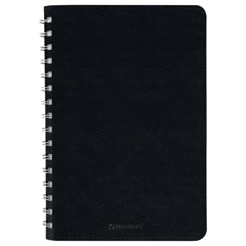 Бизнес-тетрадь на гребне А5 148x218 мм, BRAUBERG "Office PRO", под кожу, клетка, 80 л., чёрная, 111046 - фото 10