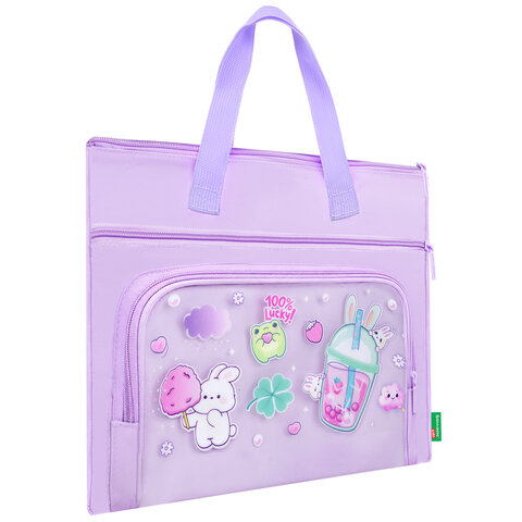 Папка на молнии с ручками BRAUBERG KIDS, ПВХ-карман, 27x35 см, "Ягодный коктейль", 274474 - фото 7