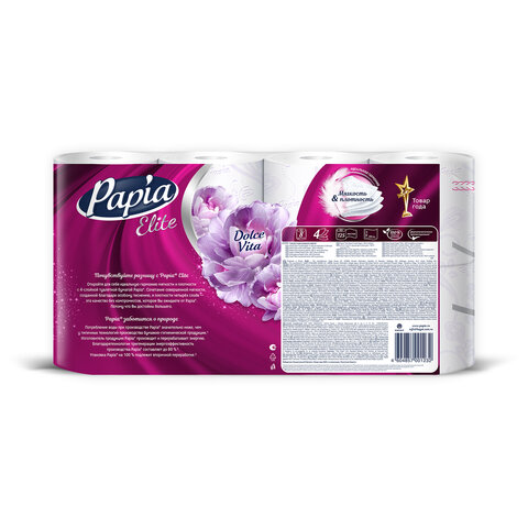 Бумага туалетная быт., спайка 8 шт., 4-слойная (8х16,5м), PAPIA DELUXE, аромат Dolce Vita, 5080749 - фото 2