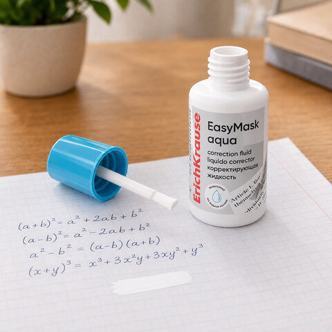 Корректирующая жидкость ERICH KRAUSE "EasyMask" на водной основе, 20 мл, флакон с кисточкой, 61926 - фото 5