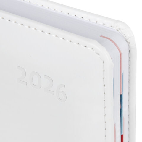 Ежедневник датированный 2026 А5 148х218 мм, GALANT "White", под кожу, белый, 117494 - фото 4