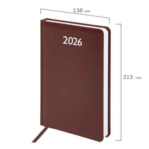 Ежедневник датированный 2026, А5, 138x213 мм, BRAUBERG "Profile", балакрон, коричневый, 117072 - фото 2