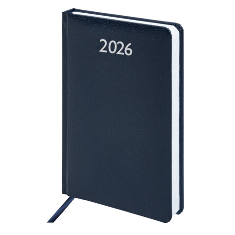 Ежедневник датированный 2026, А5, 138x213 мм, BRAUBERG "Profile", балакрон, синий, 117073 - фото 1