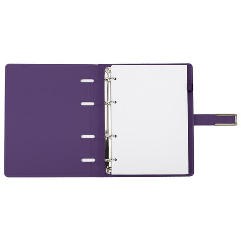 Тетрадь на кольцах А5, 180х220 мм, 120 л., под кожу soft-touch, застежка, BRAUBERG SHADE, фиолетовый, 405247 - фото 5