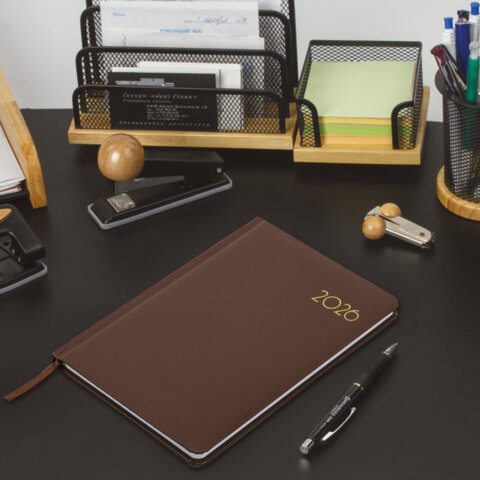 Еженедельник датированный 2026, А5, 145х215 мм, BRAUBERG "Select", балакрон, коричневый, 117183 - фото 5