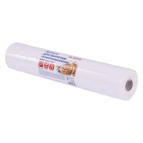 Бумага для выпечки силиконизированная, пергамент 38 см х 100 м, цвет белый, LAIMA, CH, 609588 - фото 1