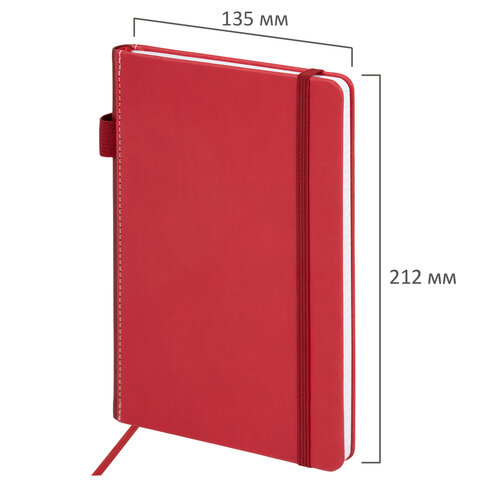 Блокнот А5 135x212 мм BRAUBERG "Edge", под кожу, резинка, держатель, 80 л., клетка, красный, 117147 - фото 3