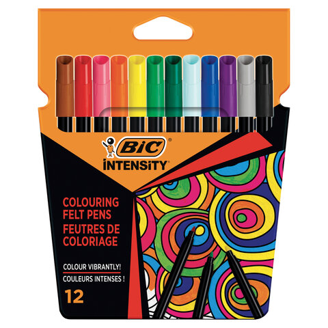 Фломастеры BIC "Intensity", 12 ЦВЕТОВ, вентилируемый колпачок, европодвес, 978004 - фото 2