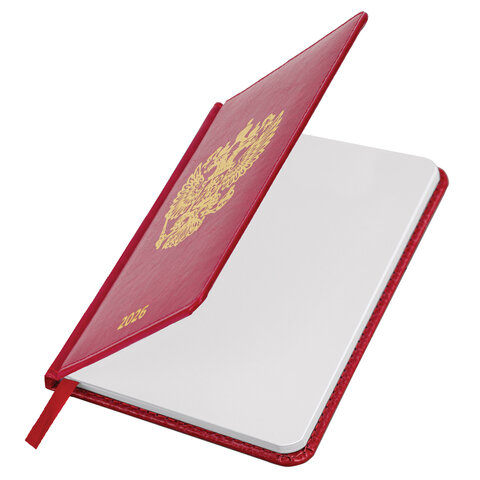 Ежедневник датированный 2026 А5 138х213 мм, BRAUBERG "State", под кожу, красный, 117414 - фото 3