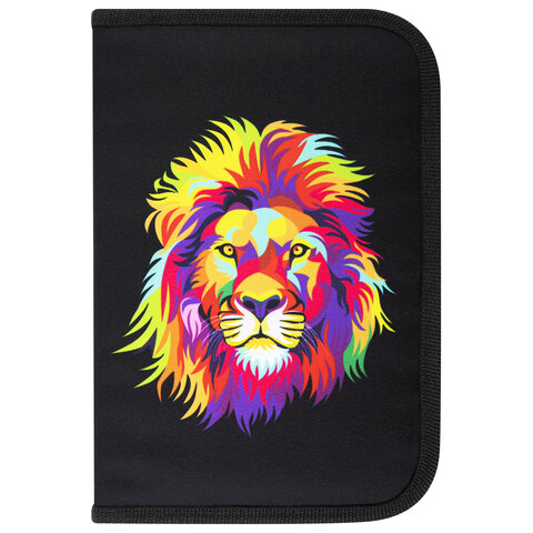 Пенал BRAUBERG с наполнением, 1 отделение, 1 откидная планка, 24 предмета, 21х14 см, "Colorful lion", 270725 - фото 2